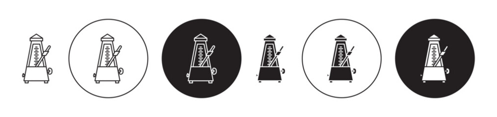 Classic Metronome icons collection in black filled and stroke line style