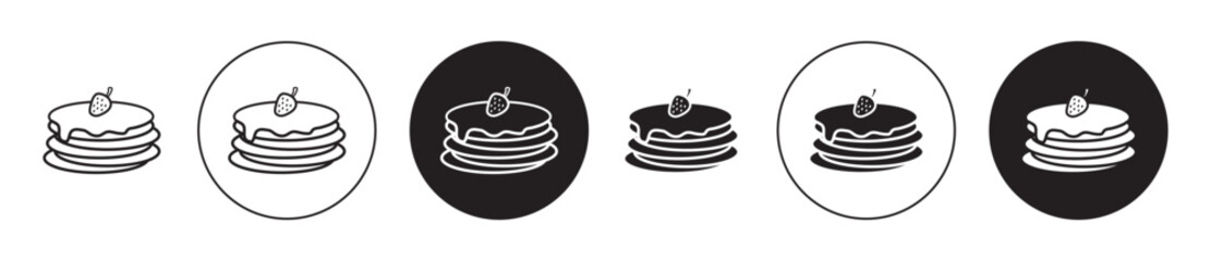 pancakes icons collection in black filled and stroke line style