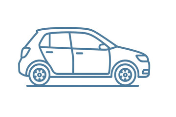 Obraz premium Modern blue hatchback car outline icon isolated on transparent background