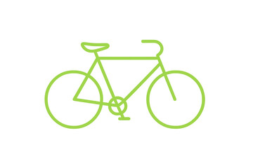 Fototapeta premium Minimalist neon green bicycle doodle isolated on transparent background