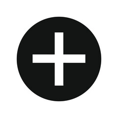 Obraz premium White Plus icon on Black Circle Symbol icon