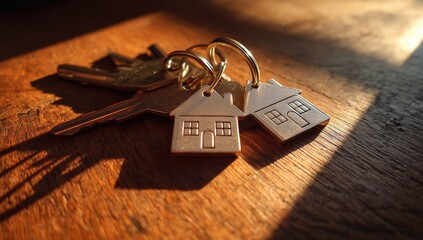 House keys on a wooden surface