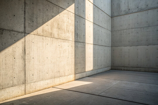Concrete corner with light and shadow wall texture