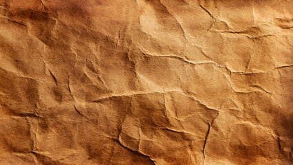 Brown crumpled recycled paper texture background. Textured paper background. Kraft Paper texture background of brown crumpled recycled cardboard paper sheet. 