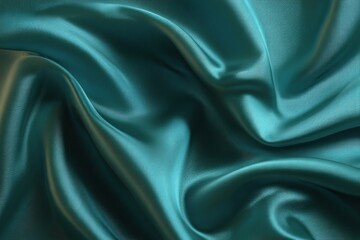 Obraz premium Teal silk fabric drapes in folds