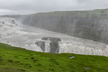 waterfall  Gullfoss and river Hvítá in Iceland