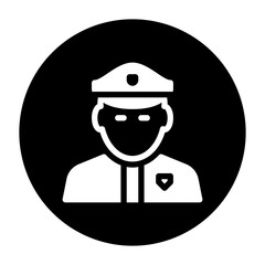 black and white illustration of police icon