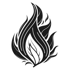 Obraz premium Illustration of a stylized black and white flame with leaf like shapes in a graphic design style created with generated ai