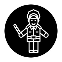 black and white illustration of police icon