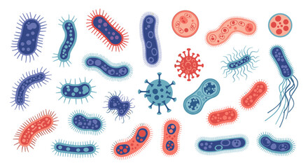 Collection of Diverse Bacteria and Viruses Microscopic Organisms.
