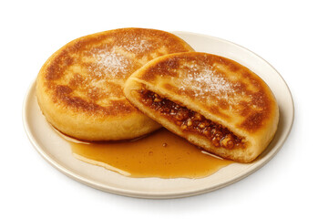 Delicious Korean pancakes Hotteok with transparent background, tasty dessert
