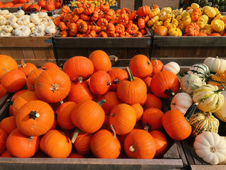 Close-Up of Gourds and Pumpkins Featuring Seasonal Abundance