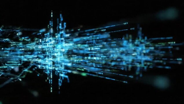Animation of digital information on black background