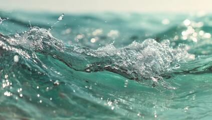 Close-up of turquoise waves with sunlight sparkle