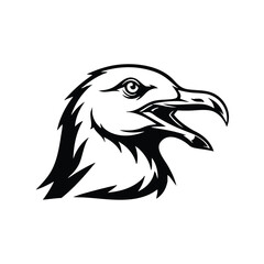 Obraz premium Monochrome eagle head mascot with open beak illustration.