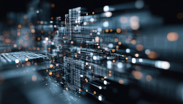 Abstract digital cityscape.  Dynamic, futuristic