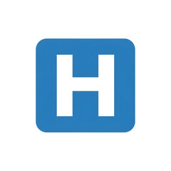 Fototapeta premium A minimalist hospital sign icon featuring a white capital letter H inside a blue rounded square.