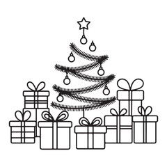 Christmas tree gift and ornament icons