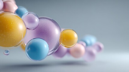 Translucent pastel orbs and floating soap bubbles background