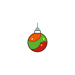 Illustration of a colorful christmas ball on transparent background
