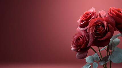 Luxurious deep red rose bouquet for elegant decor