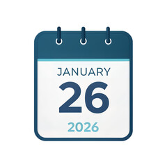 Modern Calendar icon. January. 2026 26 day. The concept of waiting for an important date. Day calendar with date January 26. Cheklist day calendar. Vector illustration