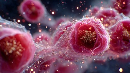 Colorful Abstract Representation of Microscope Cells in Motion