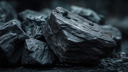 Close-up of dark charcoal pieces