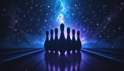  Space Themed Bowling Strike Silhouette