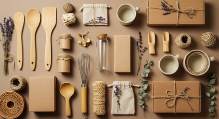 Culinary Crafts Essentials with Natural Textures and Rustic Appeal
