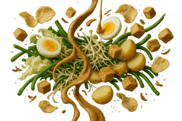 Authentic Gado-Gado salad with peanut sauce, isolated on transparent background