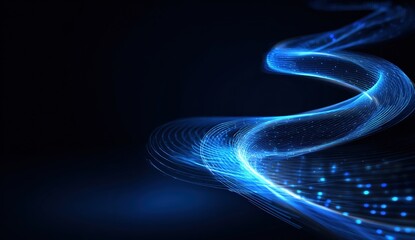Abstract swirling blue lines on a dark background