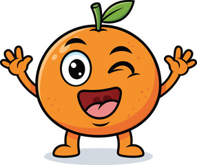 Obraz premium Happy Cartoon Orange Character Waving Arms 