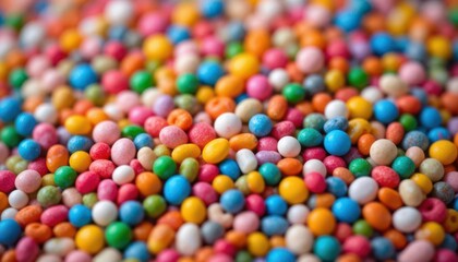 Fototapeta premium Colorful Confection Macro View of Sprinkled Goodness Party Decoration, Abstract Design, Food