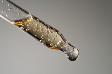 Close-up dropper with amber liquid