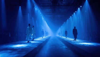 Fashion show runway, blue light