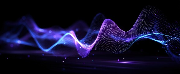Abstract digital wave forms in vibrant purple and blue