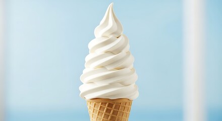 Vanilla Ice Cream Cone Close Up.