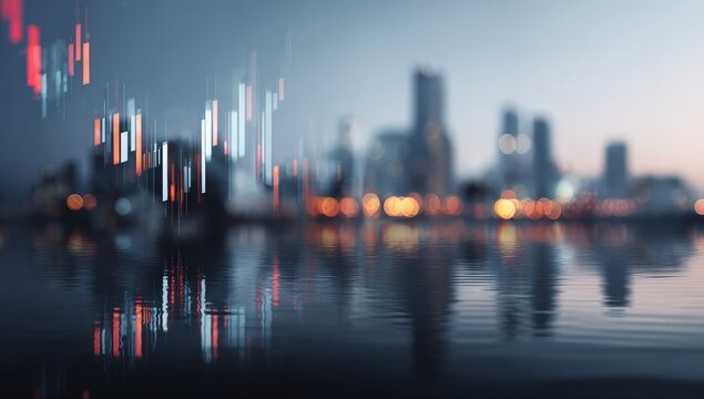 Abstract cityscape with financial data overlay (1)