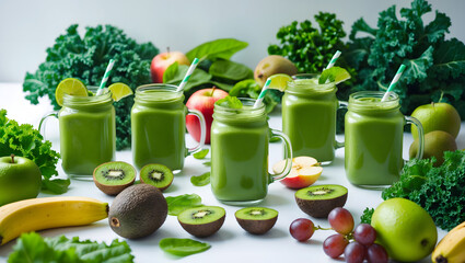 Healthy Green Smoothie with Raw Ingredients – Plant-Based Alkaline Drink