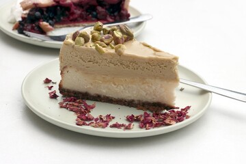 various tasty cake in cafe as dessert close up