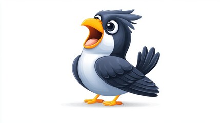 Obraz premium Cheerful Cartoon Bird Character with Open Beak and Bright Colors