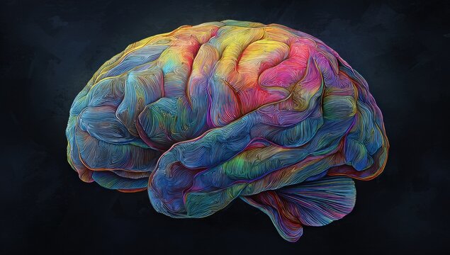 Colorful brain illustration - Powered by Adobe