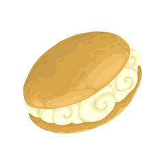 Adorable hand drawn vector illustration of Italian buns Maritozzi. These soft, sweet buns are perfect for promotions, cafe menus, Italian desserts and any design dedicated to homemade baking.