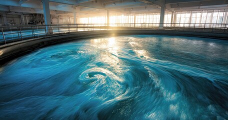 Obraz premium Industrial water tank swirling with sunlight