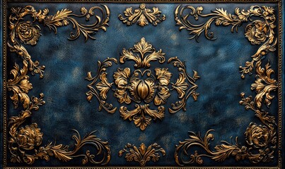 Ornate blue and gold decorative panel