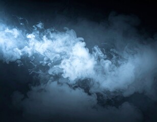 Fototapeta premium Abstract White Smoke Flowing on Black Background with Swirling Motion Effect and Soft Lighting