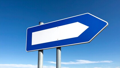 Right-pointing arrow road sign on blue background