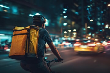 Delivery cyclist at night