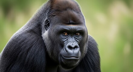 Obraz premium Majestic Gorilla Portrait - A Close-Up of Primate Power and Intelligence.